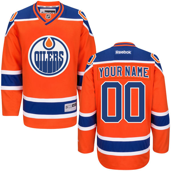 Mens Edmonton Oilers Reebok Orange Custom Premier Alternate Jersey->customized nhl jersey->Custom Jersey